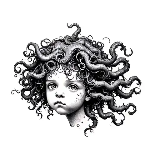 Baby Medusa Whit Curly Hair