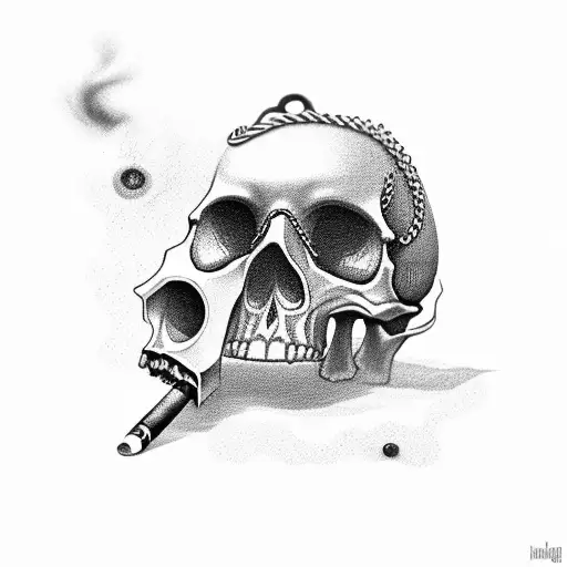 Smoking Skull With Diamond Chain Around Its Neck