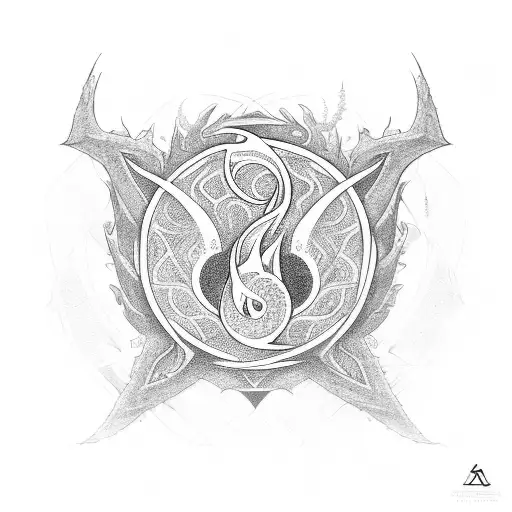 Trinity Symbol Mixed With A Dragon