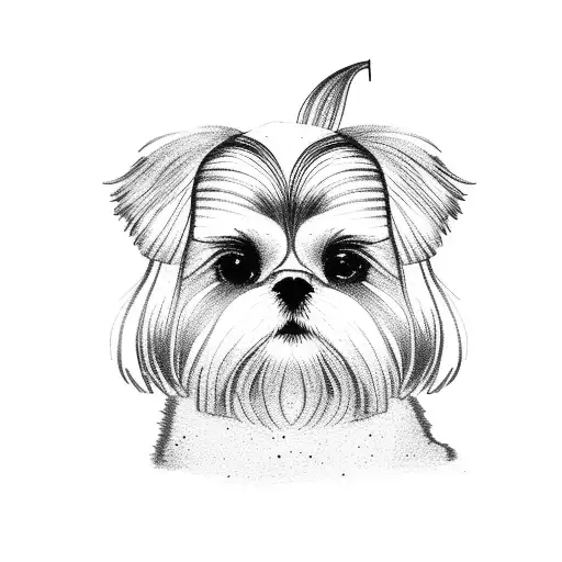 A Shih Tzu Sitting Under An Orange Tree