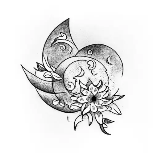 Half Moon With Flowers