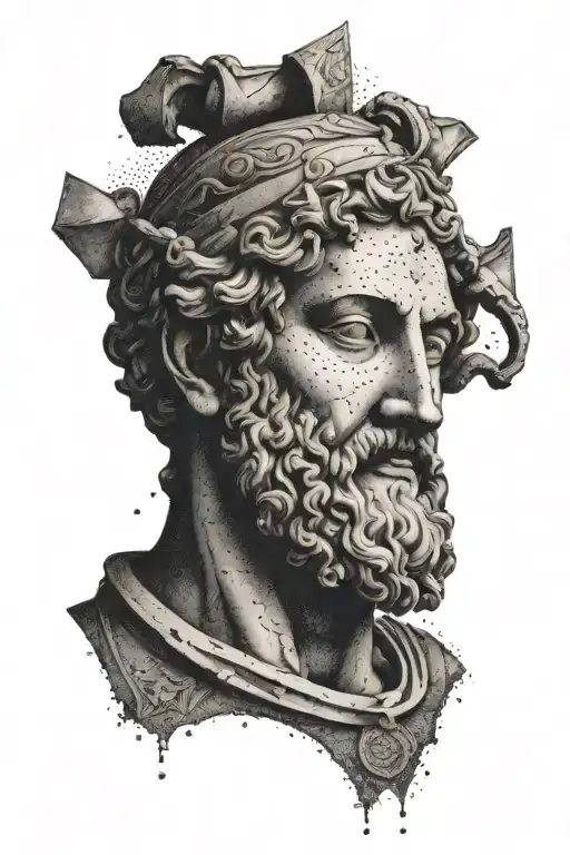 Star Map Surrounding A Greek Statue