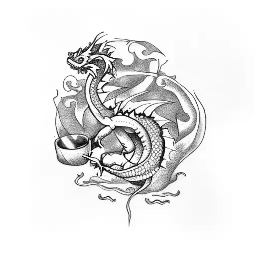 A Dragon Wrapped Around A Coffee Bean Plant