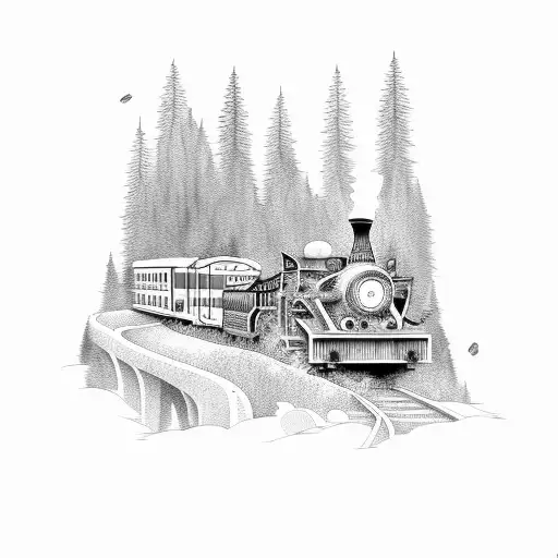 Old Style Train Driving Through Forest On Fire