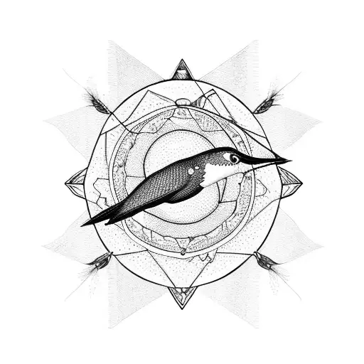 Mountains And Fishing Inside Dream Catcher With Hummingbirds