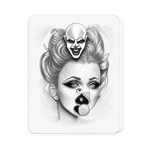 Female Clown Gambling Money Drugs Cards