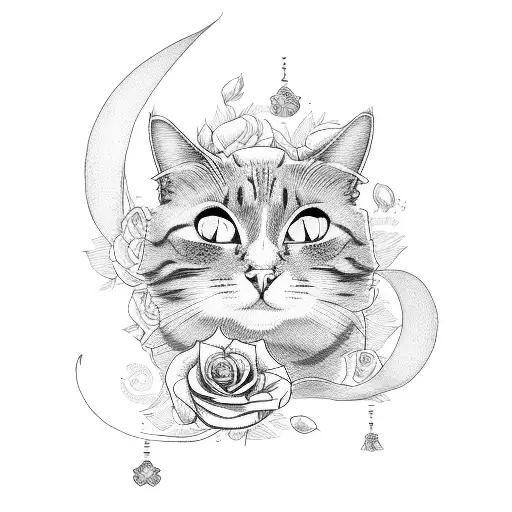 Cat With Rose
