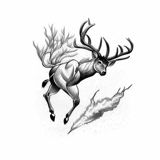 A Majestic Deer Leaping Over A Whiskey Sour Cocktail