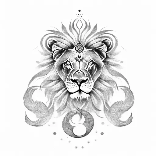 Lion And Om Symbol