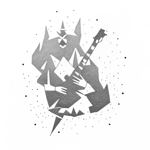 A Silhouette Of A Nomad Playing Guitar On A Scenic Mountaintop