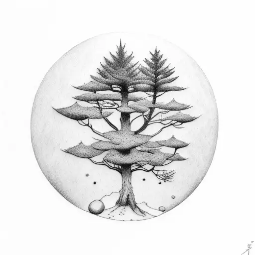 Vertical Tatto Pine Tree
