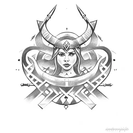 A Powerful Female Viking Playing A Musical Instrument