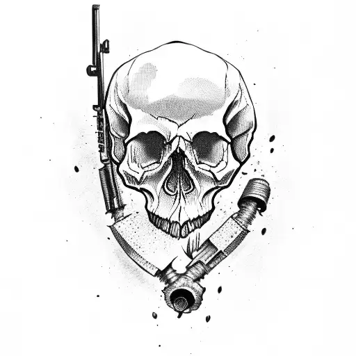 Skull Shooting Itself With Gun