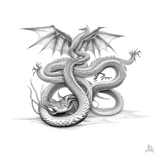 A Mythical Creature With The Body Of A Snake And The Wings Of A Dragon