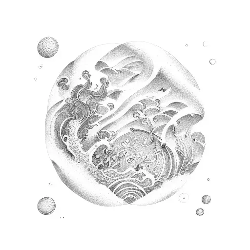 The Sea And The Waves Inside The Circle