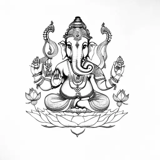 Ganesha Sitting In Lotus Pose