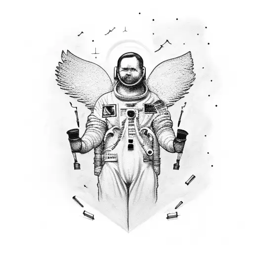 Astronaut With Wings And A Cigarette In His Mouth
