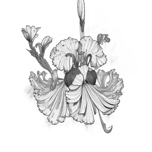 Roman Number 8 With Iris And Cosmos Flowers