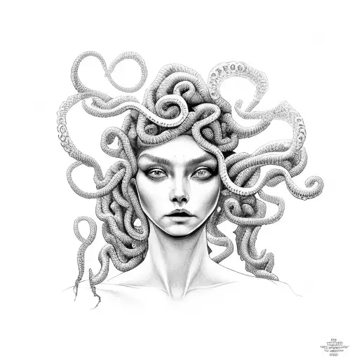 A Medusa Portrait With Smoke Wisps Intertwining In Her Hair