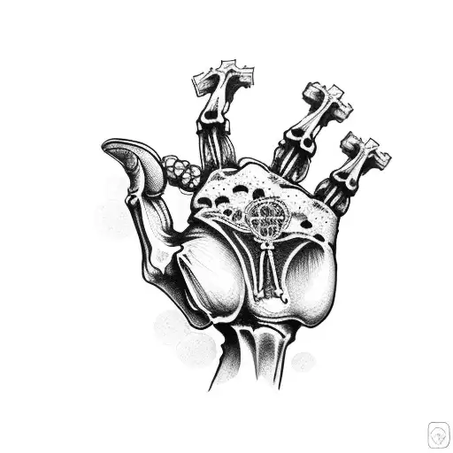 Skeleton Hand Holding Rosary