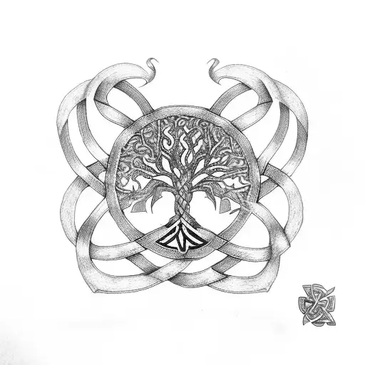 A Celtic Knotwork Design Incorporating The Tree Of Life Or The Tree Of Gondor