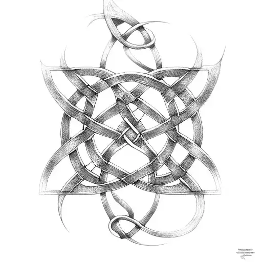 A Celtic Knotwork Design Incorporating Elements From The Lord Of The Rings And Viking Symbols