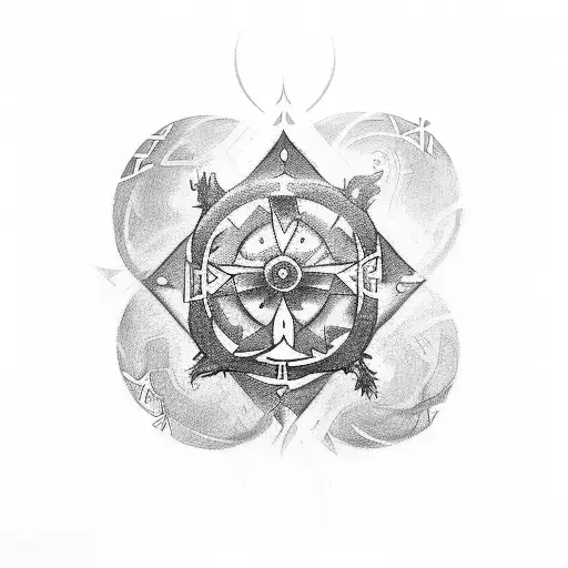 A Spiritual Protection Symbol Incorporating Elements Of Drawing And Painting