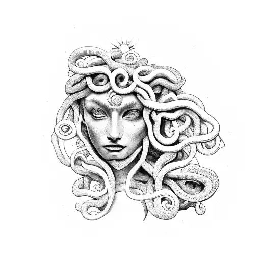 Medusa With Sun Back Ground