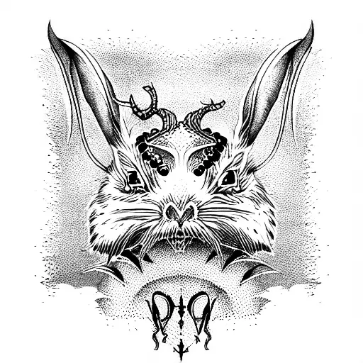 A Demon Bunny With Red Eyes