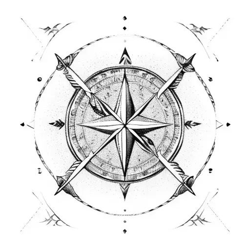 Manga-style Sagittarius Sign With A Compass And Arrow