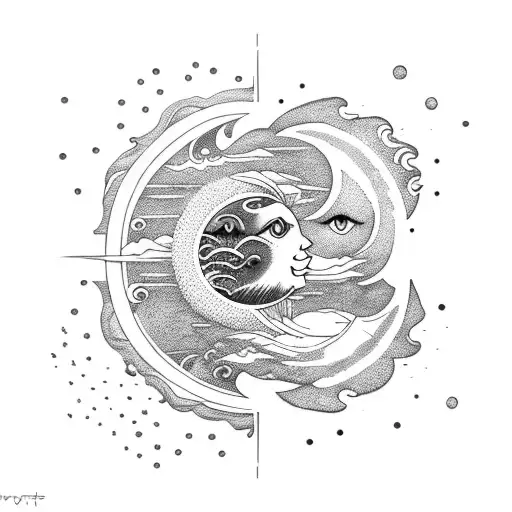 Sun And Moon And Waves And 13