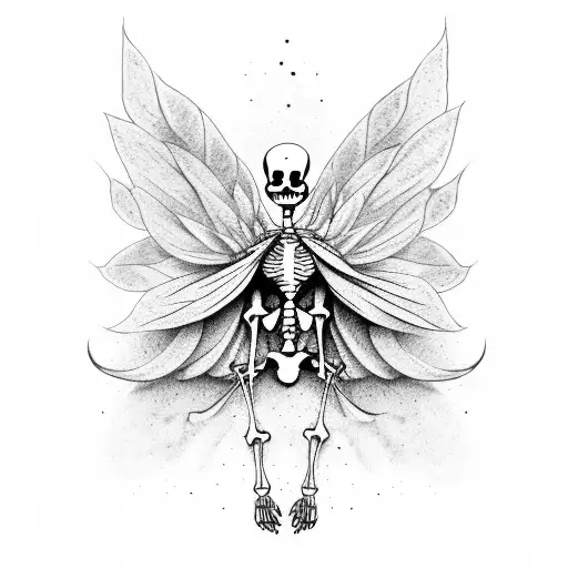 Minimalist Skeleton With Fairy Wings