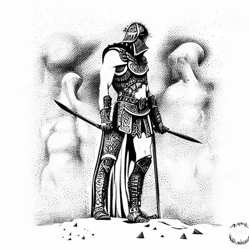 Gladiator Stands On The Mountain Of The Corpses Of The Romans