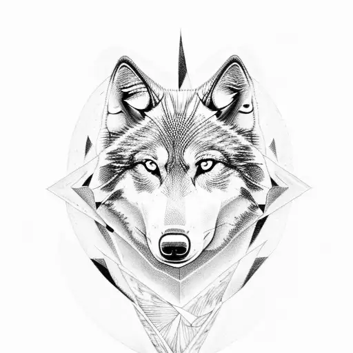 White And Black Wolf With Fire And Air With Infinity Triangle
