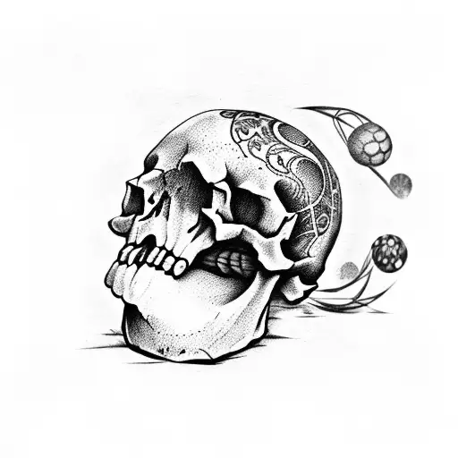 Skull With Number 8 Pool Ball