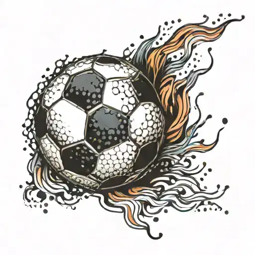 Soccer Ball Tattoos With Colored Fire