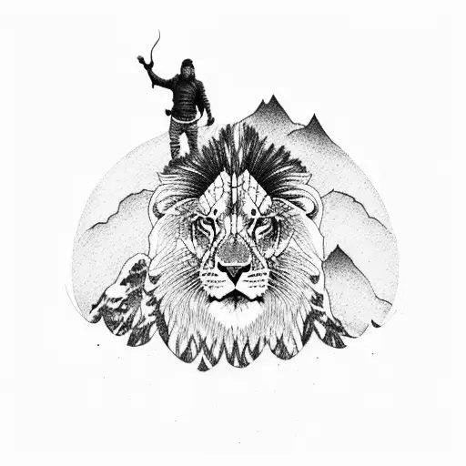 A Lion And A Tiger Standing Together On A Mountain Peak