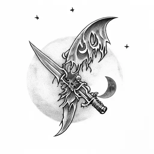 Grim Reaper's Scythe With The Moon