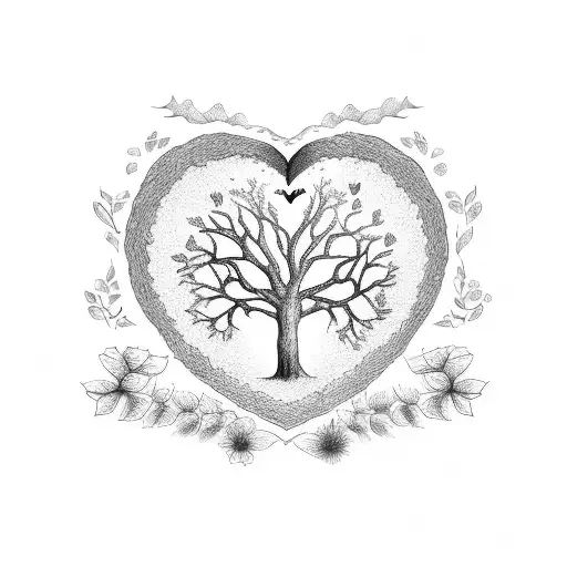 A Heart-shaped Family Tree With Each Member's Name As Branches