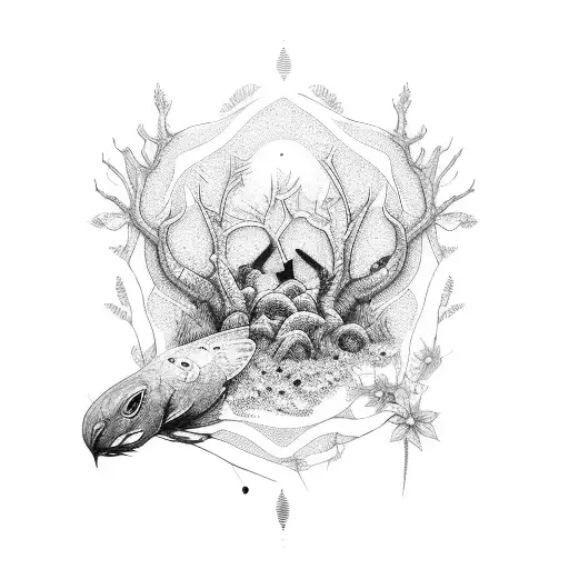 Inverted Blackwork Sleeve Nature