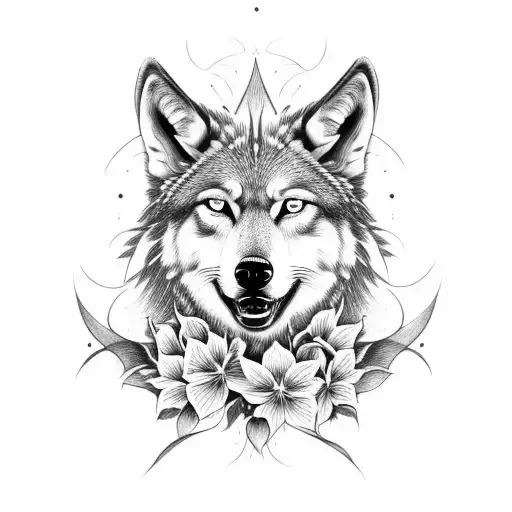 Realistic Red Alstroemeria With Wolf