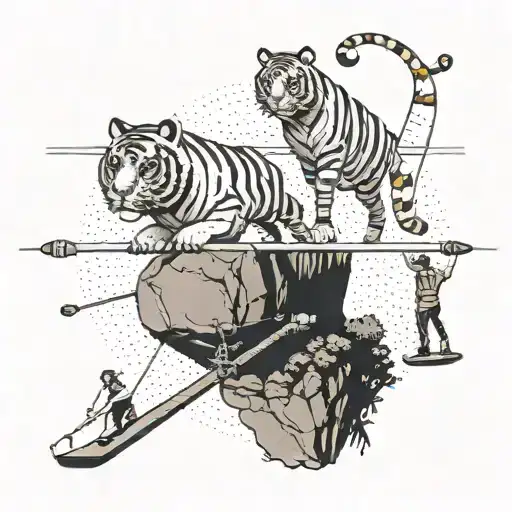 An Accountant Balancing On A Tightrope With A Tiger Walking Beside Them