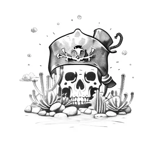 A Cactus Wearing A Pirate Hat On A Tropical Island