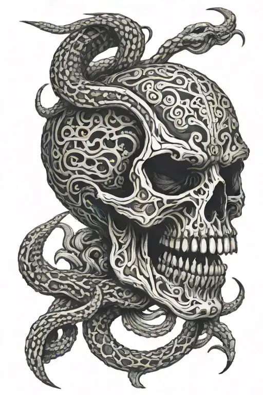 Viper Coming Out Of Human Skull