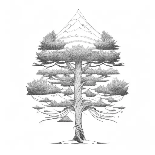 A Beach Scene Inside A Pine Tree Silhouette