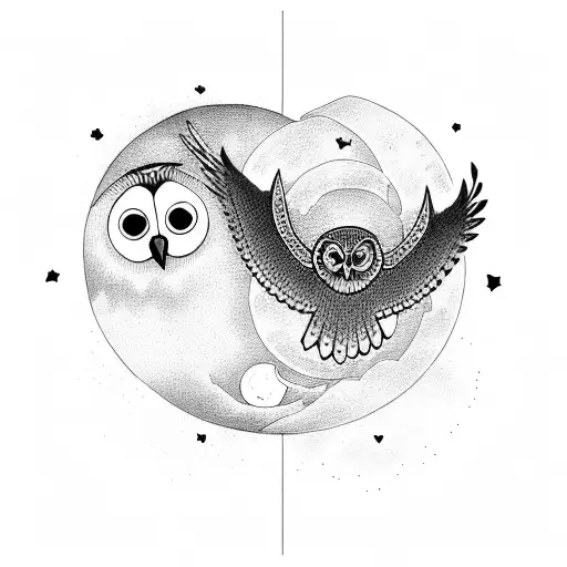 Moon With Owl And Bts Heart