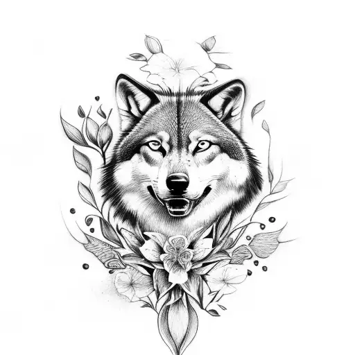 Realistic Red Alstroemeria With Wolf