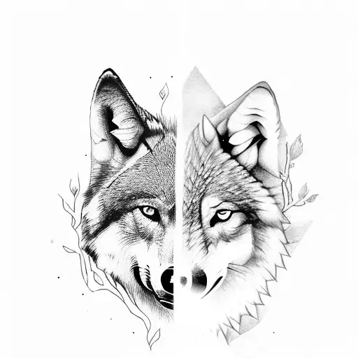 Wolf And A Beautiful Girl Together