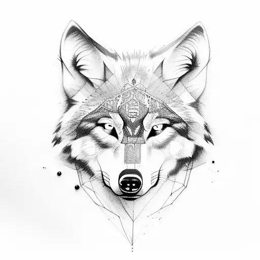 Beautiful Girl Together With Wolf