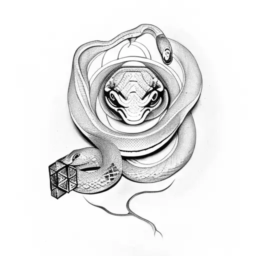 Snake With Rubik's Cube And Tamil